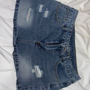 Distressed Denim Mini Skirt